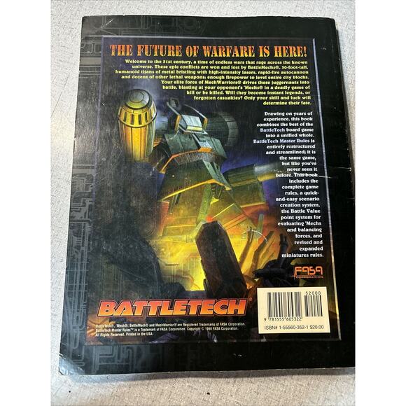 BATTLETECH MASTER RULES [1707] FASA CORP 1998 mechwarrior/battlemech RPG Book - Picture 3 of 4